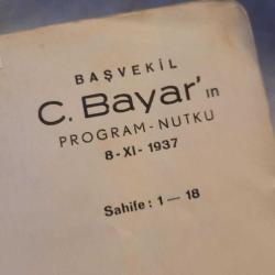 ÇOK NADİR. MUHTEMELEN EŞSİZ. CELAL BAYAR KAMUTAY MECLİS ÇALIŞMA SUNUMU. DERİ CİLT.