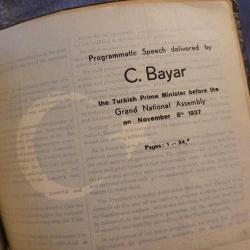 ÇOK NADİR. MUHTEMELEN EŞSİZ. CELAL BAYAR KAMUTAY MECLİS ÇALIŞMA SUNUMU. DERİ CİLT.