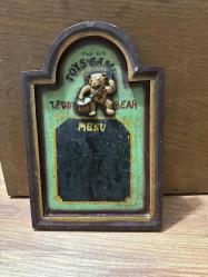 Eski Teddy Ayı Menü Tahtası 30 cm x 20 cm
