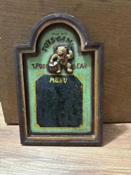 Eski Teddy Ayı Menü Tahtası 30 cm x 20 cm