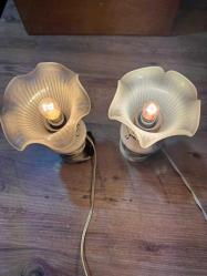 ABAJUR 2 ADET VİNTAGE LAMBA MERMER VE PİRİNÇTEN OLUŞAN LAMBALAR CAMLI ÇALIŞIR DURUMDA  BOY 26 CM