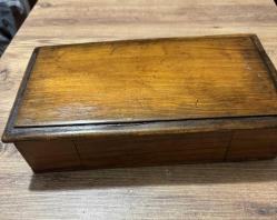 ANTİKA AHŞAP EL YAPIMI SANDIK 35x19x8