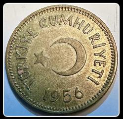 1956 25 KURUŞ (TCM25T) KM#886 ÇİL (T.C TERS)