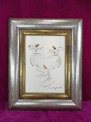 VINTAGE SANATÇI İMZALI , ÇERÇEVELİ SEMAZENLER RESİM