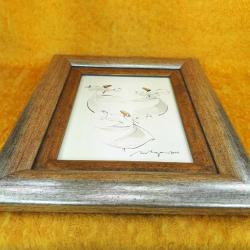 VINTAGE SANATÇI İMZALI , ÇERÇEVELİ SEMAZENLER RESİM