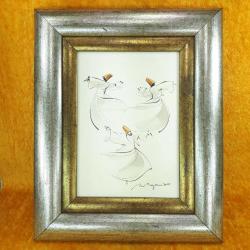 VINTAGE SANATÇI İMZALI , ÇERÇEVELİ SEMAZENLER RESİM