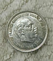LOT.6 » 1957 ispanya 5 ptas madeni para ÇT