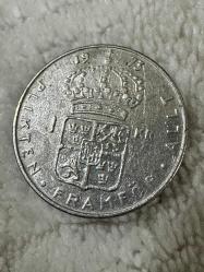 1973 isveç 1 Kron Kral Gustaf VI Adolf ÇT