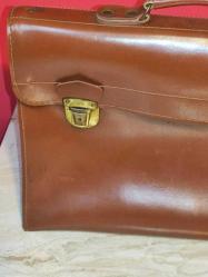 19474-ESKİLERDEN DERİ ÇİFT KİLİTLİ EVRAK ÇANTASI