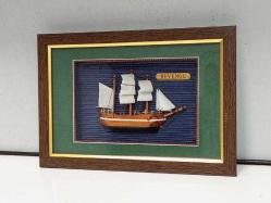 Ahşap El Yapımı Gemi Maketli Tablo
