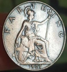 İngiltere 1909 Kral Edward VII 1 Farthing Bronz 2.80gr
