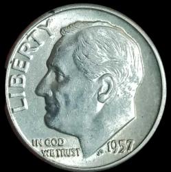 LOT.8 » Amerika 1957 Roosevelt One Dime Çil %90 Gümüş 2.5gr