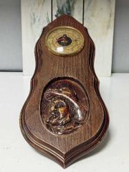 Antika Fransız Ahşap El Oyması Barometre