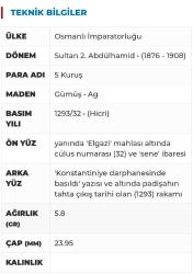 Sultan II. Abdülhamid Dönemi Gümüş 5 Kuruş.. ((Elgazi))