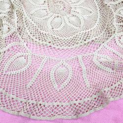 EL İŞİ TEK PARÇA DANTEL KREM RENKLİ YUVARLAK SEHPA ÖRTÜSÜ ÇAP 90 cm