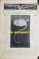 Osmanlıca Akbaba Mizah Dergisi-Gazetesi, Orijinal Dönem Basım, (Ottoman Magazine-Newspaper) - 8 Temmuz 1926 - Sayı: 375 - Karikatürist Ramiz Gökçe'nin Kara Kemal'i Tasvir Eden Çalışması: Sabık İaşe Müdüriyetinin Faresi Kara Kemal, Saklandığı Delikte: 