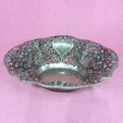 KABARTMA BİTKİSEL GÖRSELLİ , AJURLU ALAŞIM METAL BÜYÜK MEYVE TABAĞI