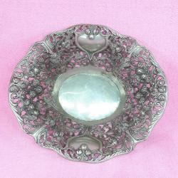 KABARTMA BİTKİSEL GÖRSELLİ , AJURLU ALAŞIM METAL BÜYÜK MEYVE TABAĞI