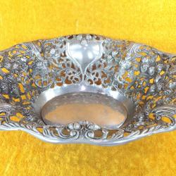 KABARTMA BİTKİSEL GÖRSELLİ , AJURLU ALAŞIM METAL BÜYÜK MEYVE TABAĞI