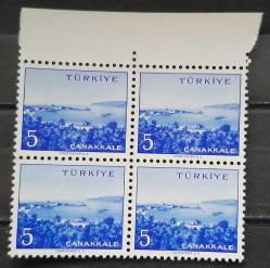 SEHIRLER,1958-60,  CANAKKALE  5 kr 4 BLOK DAMGASIZ