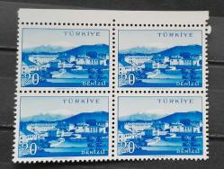 SEHIRLER,1958-60,  DENIZLI. 20 kr 4 BLOK DAMGASIZ