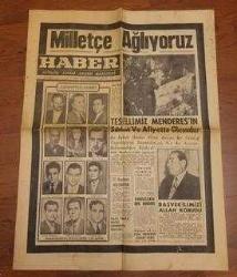 LOT.18 » MENDERES'İN UÇAĞININ DÜŞMESİ HABERİ. ÇOK NADİR.