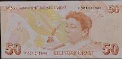 9.EMİSYON F001 SERİ İLK PREFİX 50 TÜRK LİRASI ÇİL
