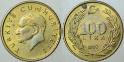 TÜRKİYE CUMHURİYETİ 100 LİRA 1992 ÇİLALTI.