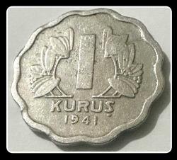 1941 - 1 Kuruş “Az Bulunur/S” TCM41 - KM#867