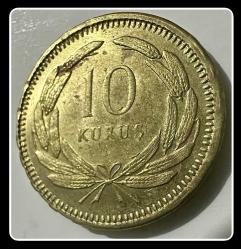 1951 - 10 KURUŞ / ÇİL / TCM151 “En Az Basılan” T.C TERS” KM#888 (NATUREL/İŞLEMSİZ/ORJİNAL)
