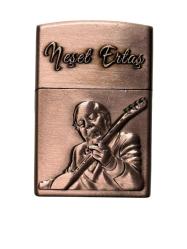 Neşet Ertaş Kabartma Figürlü Antik Bakır Gazlı Metal Çakmak