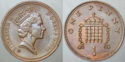 BİRLEŞİK KRALLIK 1 PENNY 1986 KRALİÇE II. ELİZABETH. 20.3 mm. İNGİLTERE.