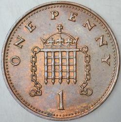 BİRLEŞİK KRALLIK 1 PENNY 1986 KRALİÇE II. ELİZABETH. 20.3 mm. İNGİLTERE.