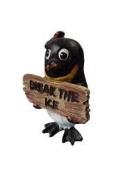 vintage ''DREAK THE ICE''temalı polyester mini penguen biblo  & 9 cm