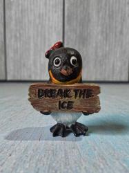 vintage ''DREAK THE ICE''temalı polyester mini penguen biblo  & 9 cm