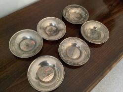 GÜMÜŞ KAPLAMA ALTI TANE ÇAY BARDAĞI ALTLIĞI