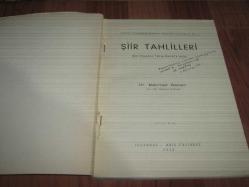 ŞİİR TAHLİLLERİ  '' AKİF PAŞA'DAN YAHYA KEMAL'E KADAR '' YAZAR İMZA VE İTHAFLI ''