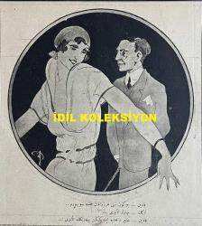 Osmanlıca Akbaba Mizah Dergisi-Gazetesi, Orijinal Dönem Basım, (Ottoman Magazine-Newspaper) - 5 Nisan 1926 - Sayı: 348 - Karikatürist Ramiz Gökçe'nin Latin Harflerinin Kabulüne Dair Tartışmaları Tasvir Eden Çalışması: 