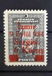 LOT.3 » 1934 İzmir Fuarı 6 kuruş damgasız şarniyerli