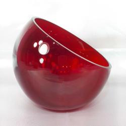 VINTAGE AVRUPA YAKUT KIRMIZISI RENKLİ AÇILI EĞİK KESİMLİ EL ÜFLEME KRİSTAL CAM TABLA ÇANAK