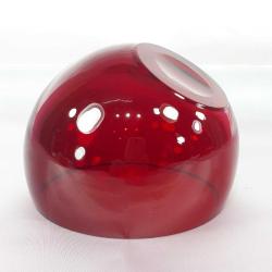 VINTAGE AVRUPA YAKUT KIRMIZISI RENKLİ AÇILI EĞİK KESİMLİ EL ÜFLEME KRİSTAL CAM TABLA ÇANAK