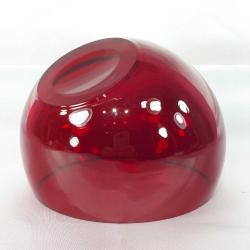 VINTAGE AVRUPA YAKUT KIRMIZISI RENKLİ AÇILI EĞİK KESİMLİ EL ÜFLEME KRİSTAL CAM TABLA ÇANAK