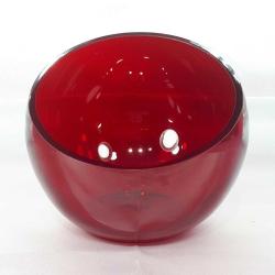 VINTAGE AVRUPA YAKUT KIRMIZISI RENKLİ AÇILI EĞİK KESİMLİ EL ÜFLEME KRİSTAL CAM TABLA ÇANAK