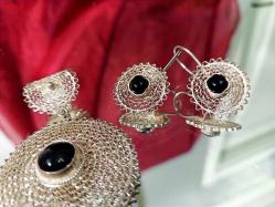 OLTU TAŞI TELKARİ İŞÇİLİKLİ GÜMÜŞ TAKIM