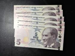9. EMİSYON 5 TÜRK LİRASI C001-D001-E001-F001-G001 5 LI TAKIM ÇİL  TCM 2936