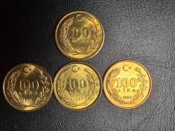 1989-1990-1991-1992 YILLARINA AİT  MADENİ 100 TÜRK LİRASI ÇİL ( PİRİNÇ ) TCM 2516