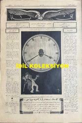 Osmanlıca Akbaba Mizah Dergisi-Gazetesi, Orijinal Dönem Basım, (Ottoman Magazine-Newspaper) - 25 Ekim (Teşrin-i Evvel) 1926 - Sayı: 406 - Karikatürist Ramiz Gökçe'nin Benito Mussolini'yi Tasvir Eden Çalışması: Gazetelerden: Mussolini Bu Sefer de Fransızlardan Suriye'yi İstiyormuş! 