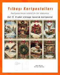 Yılbaşı Kartpostalları / Set 1 / 8 adet vintage tasarım kartpostal