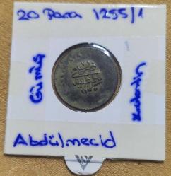Abdülmecid · 20 Para - 1/2 Kuruş · (1255/1) · Kostantiniye · Gümüş