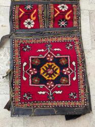 Antika El Dokuma Hakiki Deri Saraçlı Yün Halı Heybe 50X135 cm